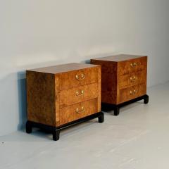  Hekman Furniture Company Pair of Mid Century Modern Burlwood Nightstands Chests Hekman Burlwood - 3378438