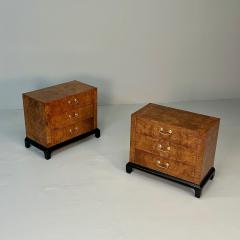  Hekman Furniture Company Pair of Mid Century Modern Burlwood Nightstands Chests Hekman Burlwood - 3378439