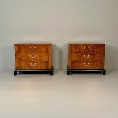  Hekman Furniture Company Pair of Mid Century Modern Burlwood Nightstands Chests Hekman Burlwood - 3378440