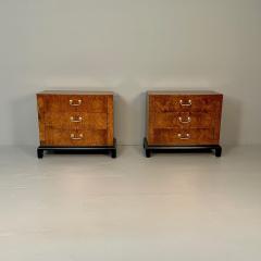  Hekman Furniture Company Pair of Mid Century Modern Burlwood Nightstands Chests Hekman Burlwood - 3378442