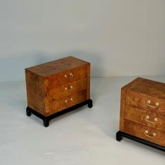  Hekman Furniture Company Pair of Mid Century Modern Burlwood Nightstands Chests Hekman Burlwood - 3378446