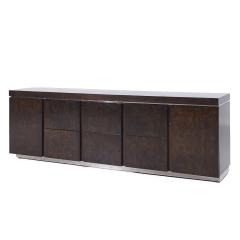  Helikon Milo Baughman Style Helikon Mid Century Burlwood Office Credenza - 4006105
