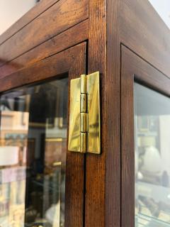  Henredon Furniture 1980s Henredon Campaign Vitrine Cabinet Oak and Beveled Glass - 4157282