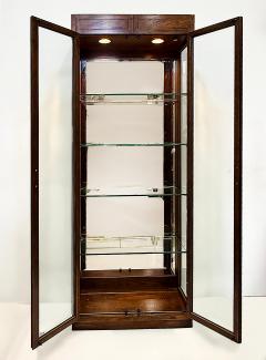  Henredon Furniture 1980s Henredon Campaign Vitrine Cabinet Oak and Beveled Glass - 4157284