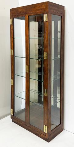  Henredon Furniture 1980s Henredon Campaign Vitrine Cabinet Oak and Beveled Glass - 4157285