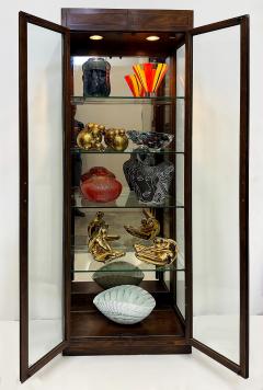  Henredon Furniture 1980s Henredon Campaign Vitrine Cabinet Oak and Beveled Glass - 4157286