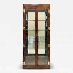  Henredon Furniture 1980s Henredon Campaign Vitrine Cabinet Oak and Beveled Glass - 4159352