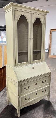  Henredon Furniture Custom Folio Paint Decorated French Country Secretary Desk Mesh Front Bookcase - 1841209