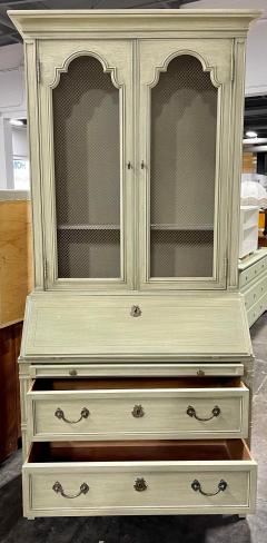  Henredon Furniture Custom Folio Paint Decorated French Country Secretary Desk Mesh Front Bookcase - 1841213