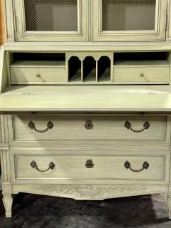  Henredon Furniture Custom Folio Paint Decorated French Country Secretary Desk Mesh Front Bookcase - 1841321