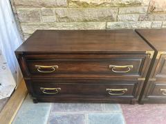  Henredon Furniture Handsome Pair Henredon Campaign style Night Stand Chests Mid Century - 4637479