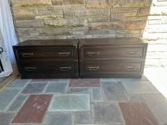  Henredon Furniture Handsome Pair Henredon Campaign style Night Stand Chests Mid Century - 4637493