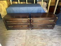  Henredon Furniture Handsome Pair Henredon Campaign style Night Stand Chests Mid Century - 4637496