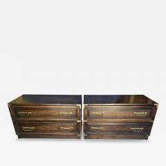  Henredon Furniture Handsome Pair Henredon Campaign style Night Stand Chests Mid Century - 4640391
