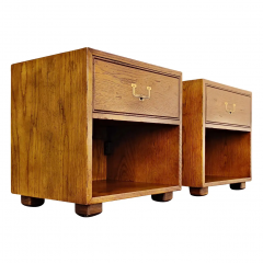  Henredon Furniture Henredon Artefacts Pair Campaign Style Hollywood Regency Endtables Nightstands - 2673626