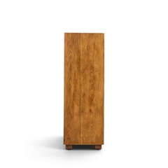  Henredon Furniture Henredon Campaign Mid Century Oak and Brass Highboy Dresser Armoire - 4735972