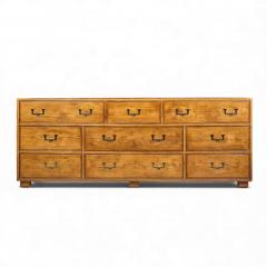  Henredon Furniture Henredon Campaign Mid Century Oak and Brass Lowboy Dresser - 4437143