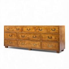  Henredon Furniture Henredon Campaign Mid Century Oak and Brass Lowboy Dresser - 4437144
