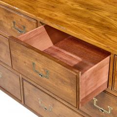  Henredon Furniture Henredon Campaign Mid Century Oak and Brass Lowboy Dresser - 4437147