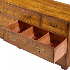  Henredon Furniture Henredon Campaign Mid Century Oak and Brass Lowboy Dresser - 4558557