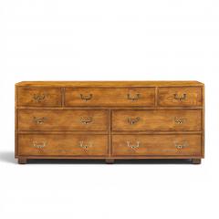  Henredon Furniture Henredon Campaign Mid Century Oak and Brass Lowboy Dresser - 4609474