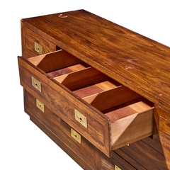  Henredon Furniture Henredon Campaign Mid Century Oak and Brass Lowboy Dresser - 4739664