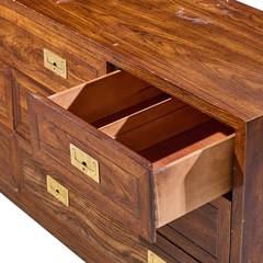  Henredon Furniture Henredon Campaign Mid Century Oak and Brass Lowboy Dresser - 4739665