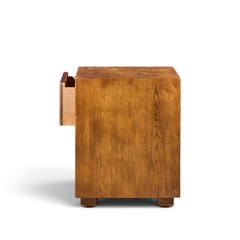  Henredon Furniture Henredon Campaign Mid Century Oak and Brass Nightstands Pair - 4738720