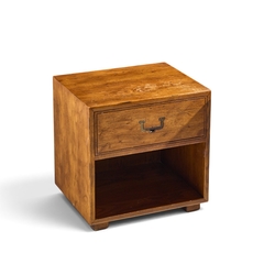  Henredon Furniture Henredon Campaign Mid Century Oak and Brass Nightstands Pair - 4738727