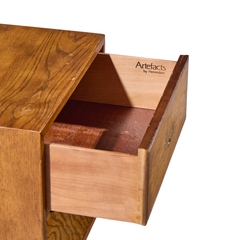  Henredon Furniture Henredon Campaign Mid Century Oak and Brass Nightstands Pair - 4738729