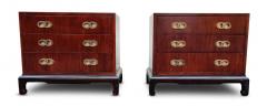  Henredon Furniture Henredon Mahogany Brass 3 Drawer Nightstands or End Tables Mid Century Modern - 2929232