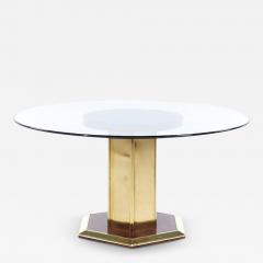  Henredon Furniture Henredon Mid Century Brass and Glass Pedestal Dining Table - 3710246