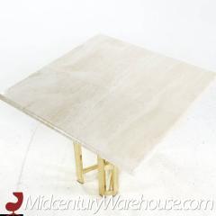  Henredon Furniture Henredon Mid Century Brass and Travertine Side Table - 3693134