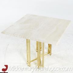  Henredon Furniture Henredon Mid Century Brass and Travertine Side Table - 3693135