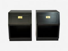  Henredon Furniture Henredon Mid Century Modern Black Lacquer Brass Campaign Nightstands 1960s - 4135878