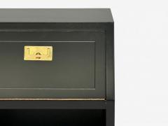  Henredon Furniture Henredon Mid Century Modern Black Lacquer Brass Campaign Nightstands 1960s - 4135882