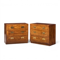  Henredon Furniture Henredon Scene One Oak and Brass Campaign Dresser Chests of Drawers Pair - 4711656