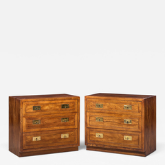  Henredon Furniture Henredon Scene One Oak and Brass Campaign Dresser Chests of Drawers Pair - 4714497