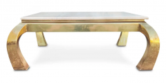  Henredon Furniture Henredon Vintage Hollywood Regency Style Polished Travertine Brass Coffee Table - 2699575