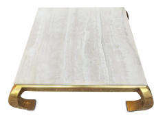  Henredon Furniture Henredon Vintage Hollywood Regency Style Polished Travertine Brass Coffee Table - 2699596