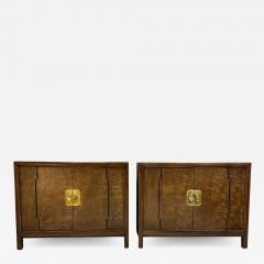  Henredon Furniture Pair of 1970s Henredon Asian Inspired Two Door Chests with Brass Hardware - 2784370