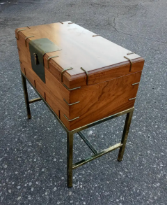  Henredon Furniture Vintage Campaign Style Walnut Trunk Table on Brass Stand Mid Century Modern - 2556147