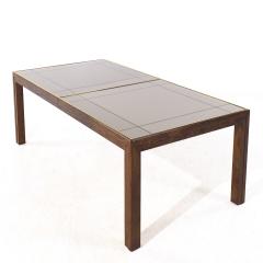  Henredon Henredon Mid Century Walnut Mirrored Top Expanding Dining Table with 2 Leaves - 3937819