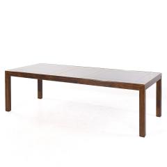  Henredon Henredon Mid Century Walnut Mirrored Top Expanding Dining Table with 2 Leaves - 3937823