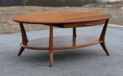  Henredon Vintage Henredon Two Tiered Oval Carved Walnut Coffee Table with Two Drawers - 4107500
