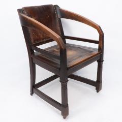  Henry Van De Velde Henry Van De Velde Style of an Arts Crafts Oak Armchair Original Leather - 4236787