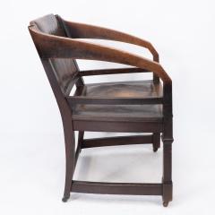  Henry Van De Velde Henry Van De Velde Style of an Arts Crafts Oak Armchair Original Leather - 4236789