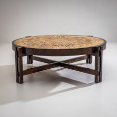  Herbarium Coffee Table with Floral Impressions by Roger Capron France 1960s - 4370229