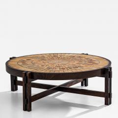  Herbarium Coffee Table with Floral Impressions by Roger Capron France 1960s - 4379277