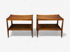  Heritage Furniture Heritage American Modern Walnut Cane End Tables USA 1960s - 4320141